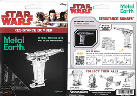 Star Wars The Last Jedi Resistance Bomber Vehicle Metal Earth Model Kit NEW - $12.55