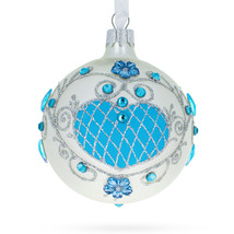 Ocean Whispers: Lustrous Turquoise Blown Glass Ball Christmas Ornament 3.25 - £31.24 GBP