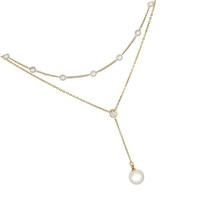 Gold Pearl Rhinestone Layered Necklaces for Women - $47.83