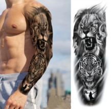 Lion Tiger Reaper Full Arm Henna Temporary Tattoo - $9.90