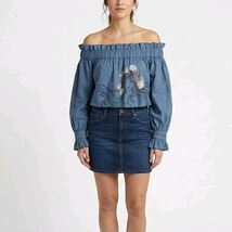 Disney Parks Princess Ariel Womens Top Off the Shoulder SM Peasant Blue - $12.47