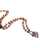 Amethyst Pearl Drop Necklace, Peach and Purple Teardrop Necklace, Gold W... - £39.23 GBP