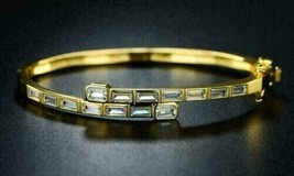 6.25CT Simulated Diamond Vintage Bangle Bracelet 14K Yellow Gold Plated Silver - £160.76 GBP