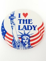 I Love (Heart) The Lady Statue of Liberty Ellis Island Button Vintage 1992 - £9.07 GBP