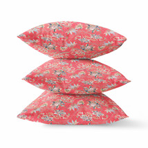 18&quot; Salmon Red Roses Suede Throw Pillow - £42.96 GBP