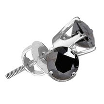 Sterling Silver Round Black Color Enhanced Diamond Solitaire Earrings 1/10 - $732.06 MXN