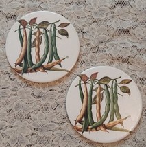 Green Bean Tile Trivets Vintage Vegetable Themed Table Decor FREE US SHIPPING  - £18.67 GBP