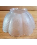 Vintage Frosted Etched Glass Light Lamp Shade Scallop 3 7/8" Fitter - $27.87 CAD