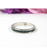 Vintage Dark BLUE RHINESTONES RING Band 2mm Silvertone Channel Set Size 6 - $346.45 MXN