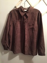 Studio Works Brown L/S Button Front Top Blouse Jacket Polyester Microfib... - $9.99