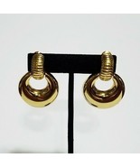 Vintage Monet ~ Gold Tone Door Knocker Style Clip Earrings - £15.97 GBP