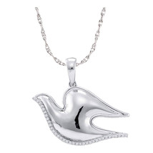 Sterling Silver Womens Round Diamond Dove Bird Animal Pendant 1/10 Cttw - £74.04 GBP