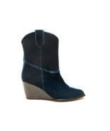 Robert Clergerie Paris Wedge Velvet Booties Blue Green ( 40 1/2 ) - $407.00 CAD