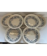 MARUTO Cameo Blue 7pc Scalloped Edge Fruit Bowl Set Japan Vintage - $49.49