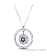 Evil Eye Eternity Circle CZ Crystal Pave 925 Sterling Silver Luck Charm ... - $35.99