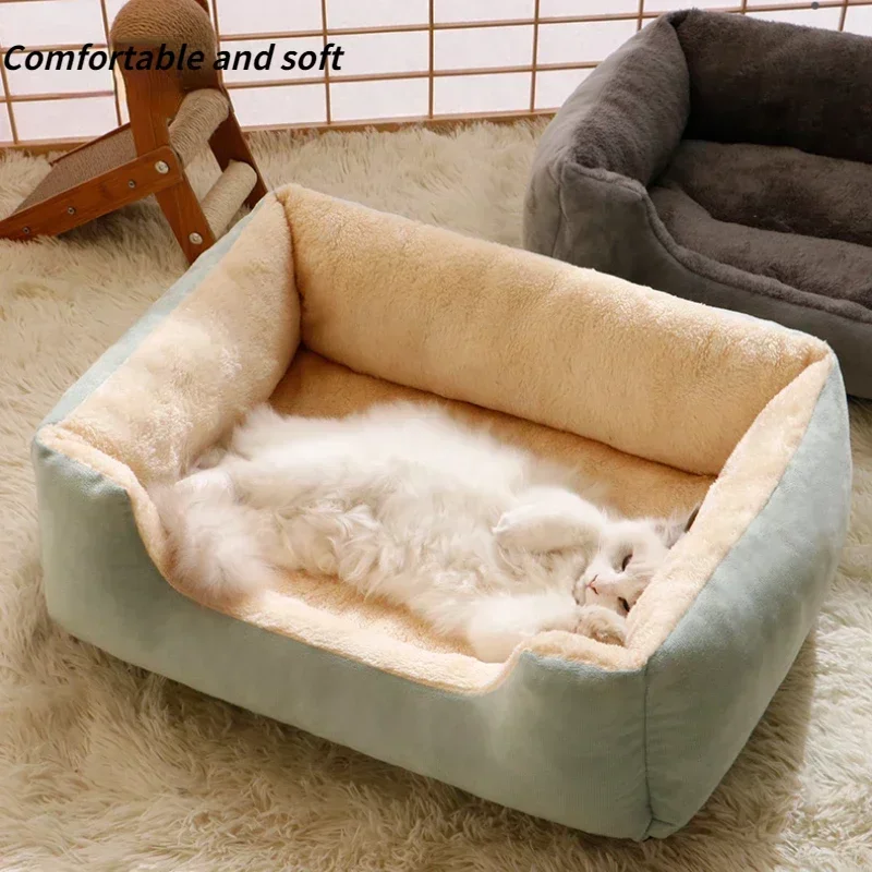 Pet Cat Bed Sofa Warm House Candy-colored Square Nest Pets Kennels for Small Dog - £18.68 GBP