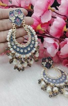 Bollywood Style Bridal Indian Designer Enameled Chandbali Earrings Jewelry Set - £22.91 GBP