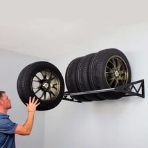 TIRE RACK FOR TIRES STORAGE FOR GARAGE WALL MOUNTED AUTO JEEP ATV SNOW T... - $98.99