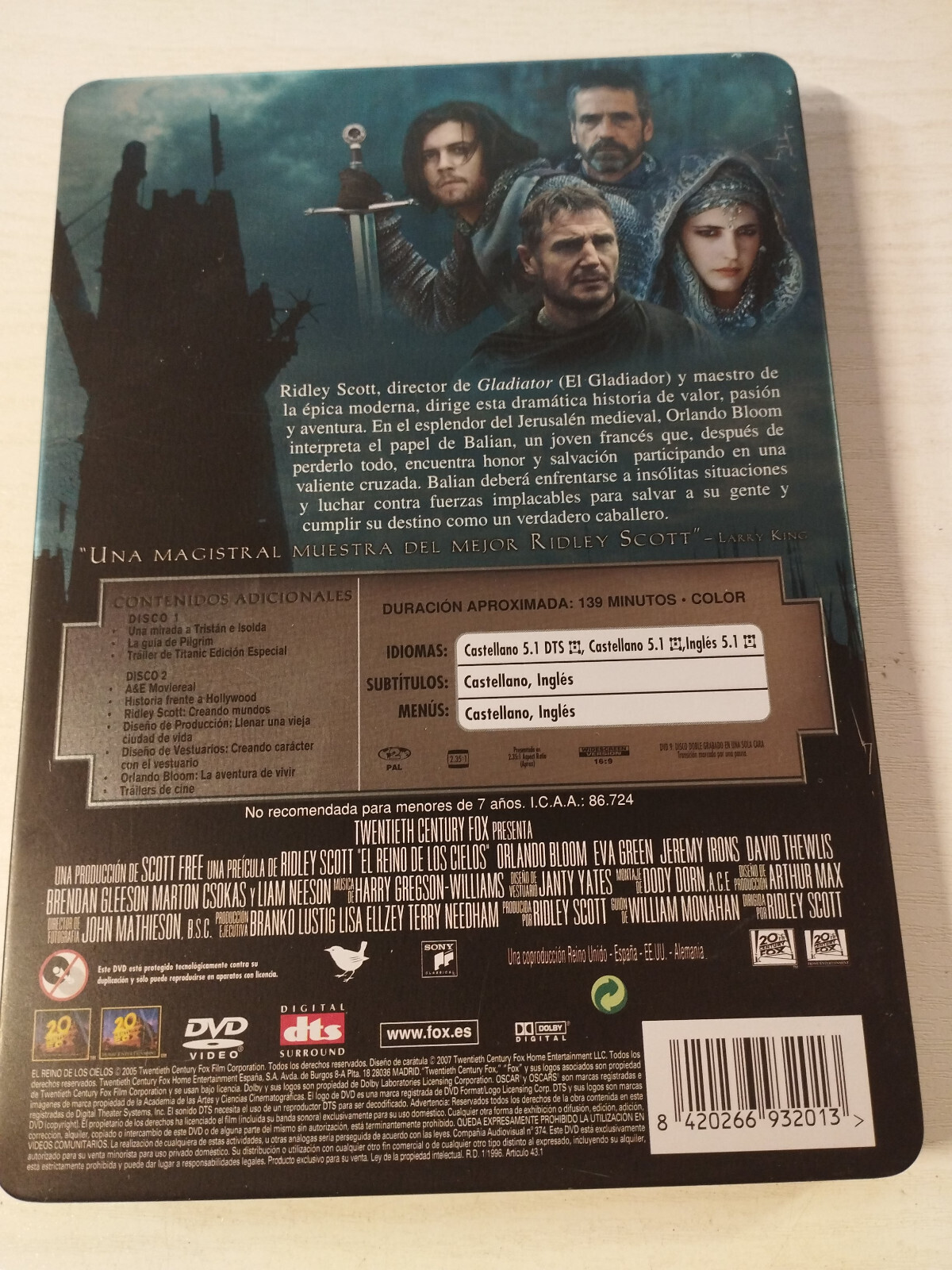 El UK de los Skies Orlando Bloom Ridley Scott 2 X DVD Steelbook Reg 2 Am Item image 2