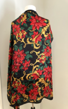Vintage BILL BLASS Silk Scarf Christmas Poinsettia Holiday red gold BIG ... - $33.66