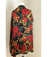Vintage BILL BLASS Silk Scarf Christmas Poinsettia Holiday red gold BIG ... - $47.41 CAD