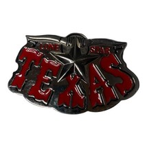 Lone Star State Texas Bull Horns Longhorn Red Letter Belt Buckle Western Country - £20.58 GBP