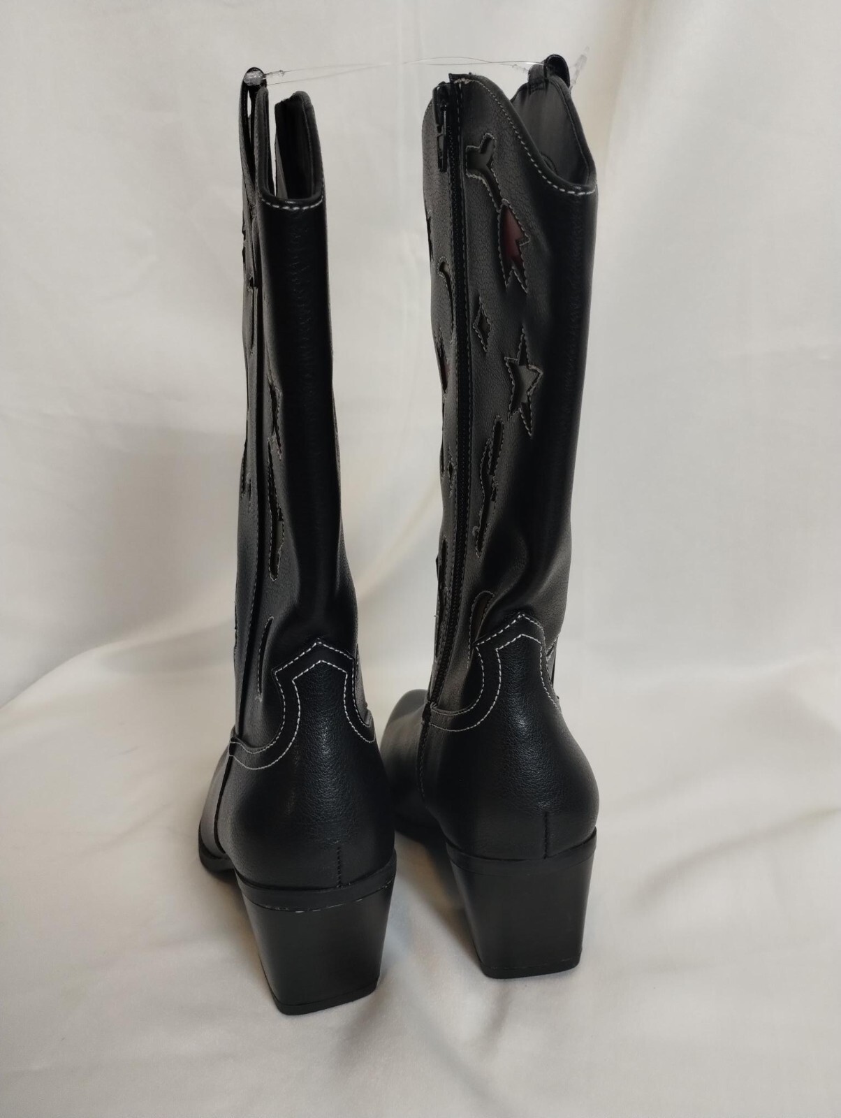 Womens No Boundaries Black Cowgirl Western Boots Novelty Cactus Moon Star 7 New Item image 4