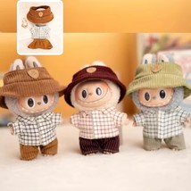 Casual Chic Fashion Labubu Doll Outfit, Plaid Shirt with Hat Labubu Acce... - $14.04