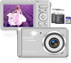 Digital Camera, Rechargeable 30Mp 1080P Point And Shoot Digital Camera, Silver - £34.68 GBP