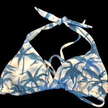 Citrus tropical print blue palm trees bikini top juniors size L Large - £11.68 GBP