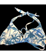 Citrus tropical print blue palm trees bikini top juniors size L Large - $285.89 MXN