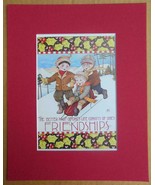 Mary Engelbreit Print Matted 8 x 10 &quot;Friendship&quot; Boys Sledding - £10.37 GBP