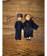 Vintage Salvation Army Dolls - 7&quot; Tall Girl &amp; Boy - Navy Blue Outfits - $19.80