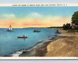 Shoreline Spiaggia Vista Barche Lago Ontario Messico New York Ny Lino Ca... - $9.05