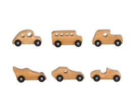 6 WOOD TOY CAR SET - Lot of 3 Classic &amp; 3 Race Play Cars Amish HANDMADE USA - $2,213.07 MXN