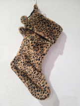 Christmas Holiday Faux Fur Leopard Print Stocking 18&quot; PICK QTY New - £20.28 GBP