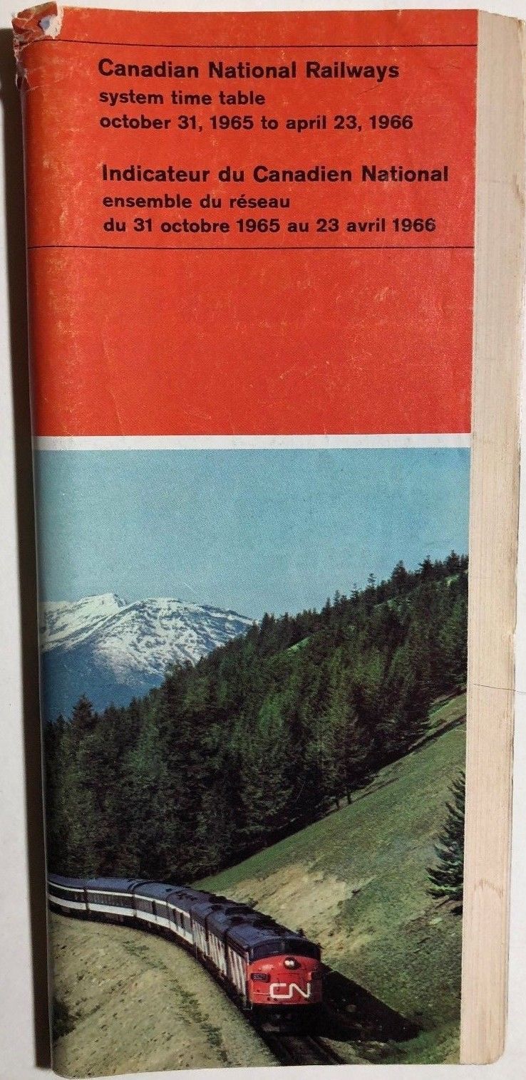 CANADIAN NATIONAL RAILWAYS Time Table October 31, 1965 - $9.89