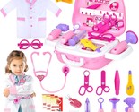 Kids Doctor Kit For Girls, Pink Doctors Kit For Kids 22 Pieces Doctor Pl... - £35.95 GBP