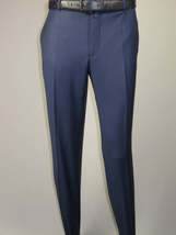 Men's MONO Turkey Slacks 100% Wool Plain Front Regular Fit 2501-24 Mid Blue image 2