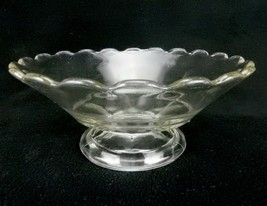 Clear Glass Antique Fruit Bowl, Scalloped Rim, Footed Base, Hexagon Pane... - £19.24 GBP