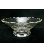 Clear Glass Antique Fruit Bowl, Scalloped Rim, Footed Base, Hexagon Pane... - £19.22 GBP
