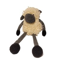 Unique Vintage Hand Crocheted Loopy Lamb Sheep Long Legs Cream &amp; Grey EUC - £14.05 GBP