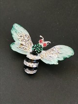 Vintage Gerry’s Signed Small Light Blue Enamel w Rhinestone Accents Bee or Flyin - £9.02 GBP