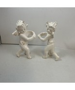 Pair Of Ceramic Angel Candle Climbers Huggers Christmas Made In Japan - $455.18 MXN