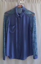 Forever 21 Blue Long Sleeve Blouse Sz Med #8412 - £10.04 GBP