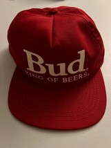 Vintage Bud King Of Beers Snapback Trucker Hat Advertising Red Budweiser - $19.79