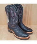 Larry Mahan Men&#39;s Cowboy Boots Size 9 B Black full ostrich quill - £549.12 GBP