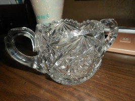 Vintage American Brilliant Cut Crystal Double Handle Sugar Bowl - Sawtooth Rim - £17.61 GBP