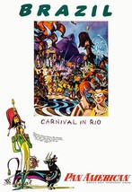 Brazil - Carnival In Rio - Pan American Airlines - 1959 - Travel Poster - £26.37 GBP