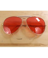 Vtg Bushnell 601 Aviator Shooting Sunglasses Gold Fill Frames w/Red Lens... - $69.29